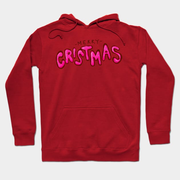 Cute Merry Christmas Cake Typography Hoodie by yogisnanda